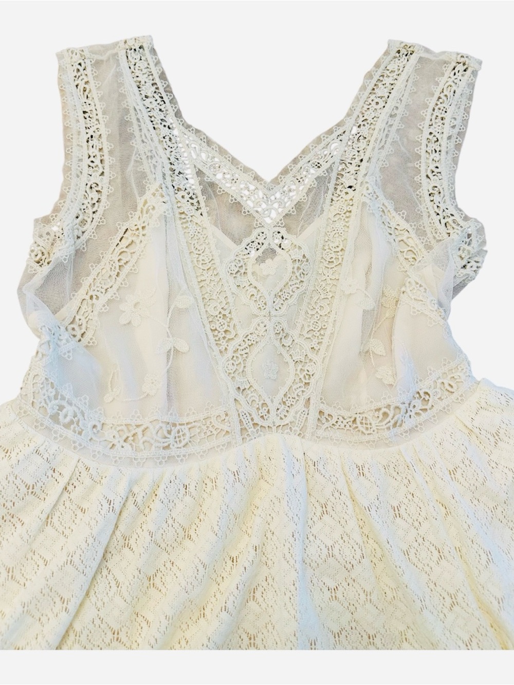 Free People Victoria Ivory Lace Embroidery Mini Dress Womens 10 - Picture 5 of 12